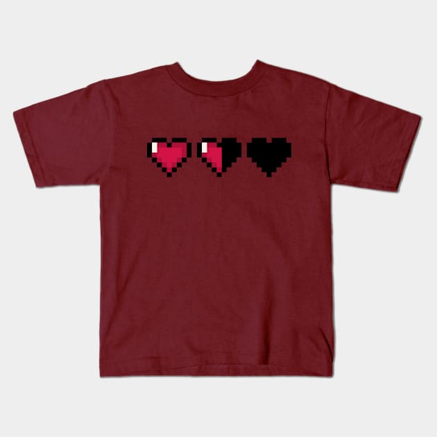 Video Game Hearts – Half Health Kids T-Shirt by ExtraMedium